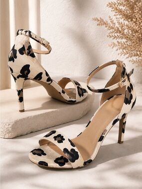 ASOS Leopard Pony Peep Toe Sandals in Size 8